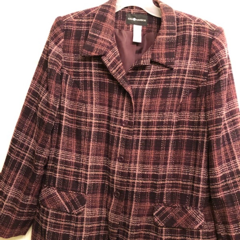 Sag Harbor Women's Plum Plaid Blazer